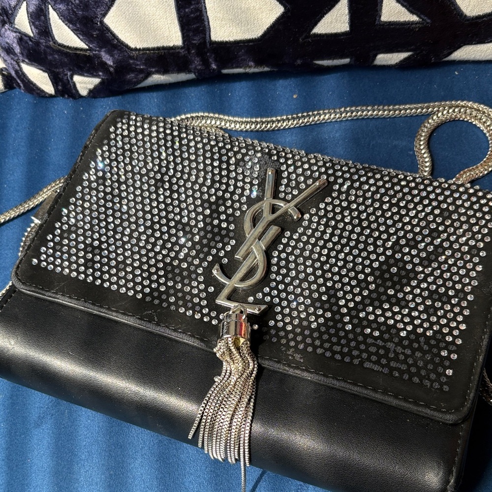 Black and Silver Clutch with Chain
